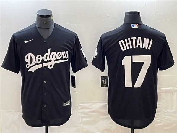 Mens Los Angeles Dodgers #17 Shohei Ohtani Black Cool Base Stitched Jersey->los angeles dodgers->MLB Jersey